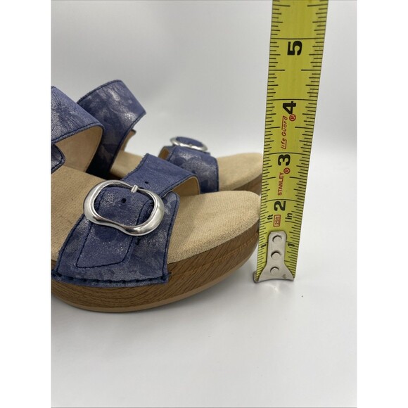 Dansko Women's Sophie Blue Denim Metallic Leather Slide Sandal Size 38 Womens 8 - Picture 4 of 10